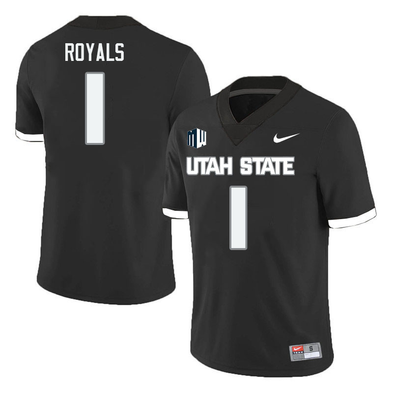 Utah State Aggies #1 Jalen Royals College Football Jerseys Stitched Sale-Black